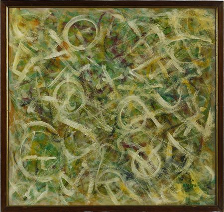 Saverio Rampin (1930-1992) Senza titolo, 1956 Olio su cartone cm 55x57 Firma...