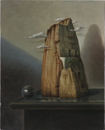 Antonio Nunziante (1956) L'isola misteriosa, 2003 Olio su tela cm 50x40 Firma...