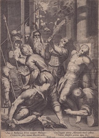 Theodoor Galle (attribuito a) - Aegidius Sadeler II (copia da) (1571-1633, 1568 1629). La Flagellazione di Cristo