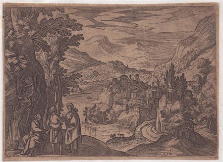 Antonio Tempesta (1555-1630). Paesaggio con un uomo e due donne