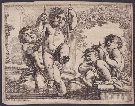 Cornelis Schut (1597-1655). Quattro putti nudi con altalena