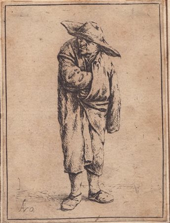 Adriaen van Ostade (1610-1685). Uomo con cappello e la mano nel mantello