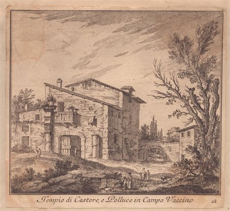 Philothée François Duflos (attribuito a) (c. 1710-1748). Tempio di Casstore, e Polucce in Campo Vaccino