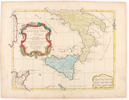 Carte de la Grande Grèce, y compris la Sicile, dressée pour l'intelligence de l'Histoire Ancienne de Mr. Rollin..., par le S[ieur] d'Anville, Géographe ord[inaire] du Roi; Mars 1738