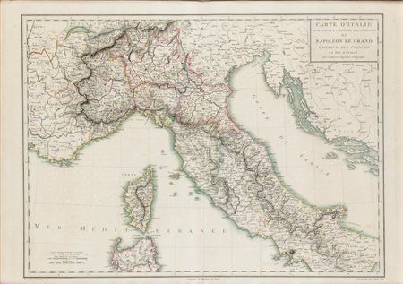 Carte d'Italie pour servir à l'histoire des campagnes de Napoléon le Grand... par Lorrain, 1805