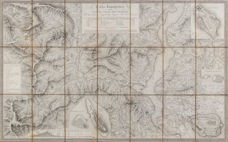 Carta topografica della grande strada del Sempione e valli adjacenti fino a Brigg, del Lago Maggiore e delle Isole. Borrome, 1810 ca.