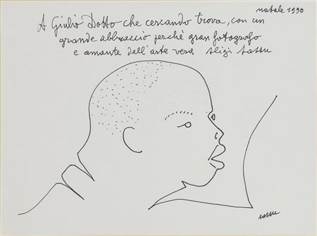 Aligi Sassu (1912 - 2000) RITRATTO, 1995 pennarello su carta, cm 23x31 firme,...