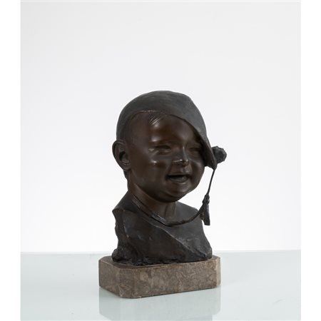 PIETRO PIRAINO, Bambino con la cuffietta, Scultura in bronzo