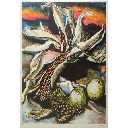 Renato Guttuso (Bagheria 1911-Roma 1987)  - Pannocchia e limoni