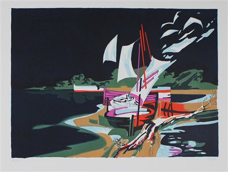 Isola Giancarlo Marina, 1970 litografia a colori su carta, cm. 50x70, es....