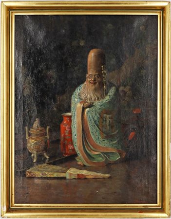 J. Blechinger

"Composizione con cineserie" 
olio su tela (cm 67x51)
firma e tr