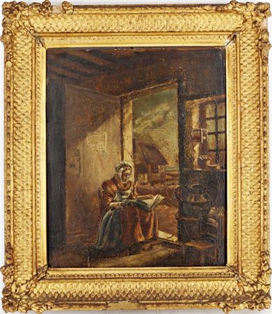 Ignoto del secolo XIX

"Donna che legge" 
olio su tavola (cm 30x20)
in cornice
