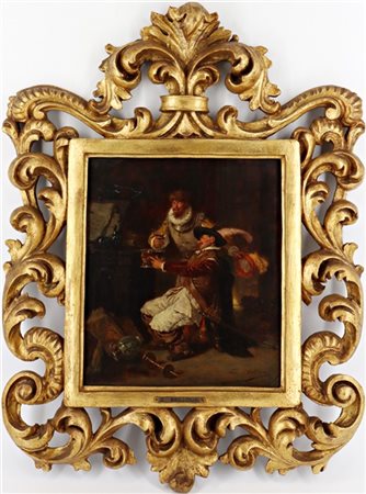 Louis Georges Brillouin "L'ebbrezza" 
olio su tavola (cm 29x24)
firmato in basso