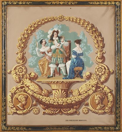 Scuola francese del secolo XIX. Gruppo di cinque papier peint raffiguranti sogg