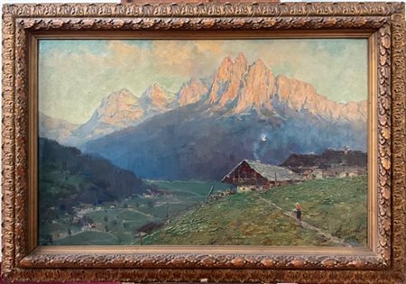 Firma indecifrata, "Veduta delle tre cime di Lavaredo" 1925
olio su tela (cm 65