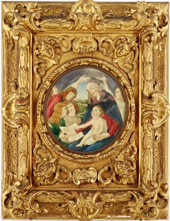 Da A. Botticelli, Madonna con Bambino e angeli, tecnica mista su avoriolina cir