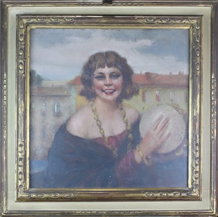 Giuseppe Maldarelli "La zingara" 
olio su compensato (cm 60x60)
Firmato in basso