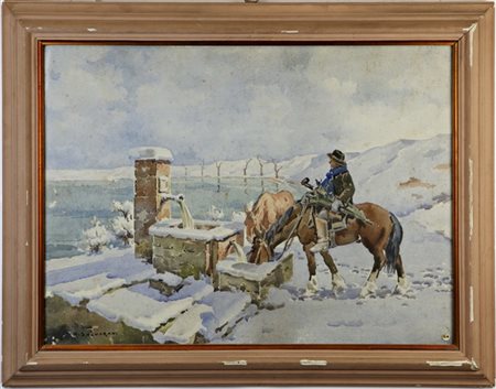 Arcangelo Salvarani "Nelle steppe della Russia" 
acquerello su carta (cm 56x77)