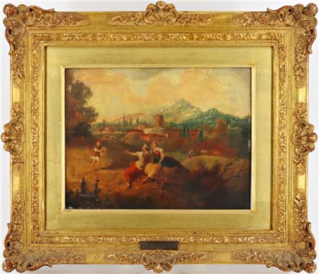 Ignoto

"Paesaggio con figure"
olio su tavola (cm 18,5x24)
in cornice (difetti)