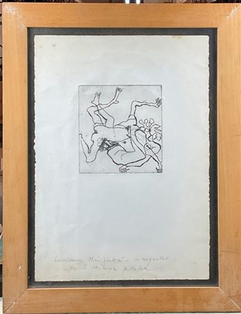LUCIANO MINGUZZI "Carmina Priapea" 
acquaforte
(lastra cm 13,5x13; foglio cm 37,