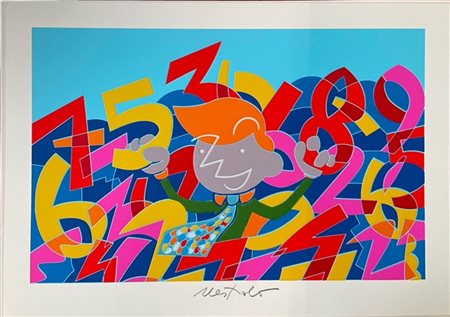 Ugo Nespolo "Senza titolo" 
serigrafia a colori
cm 34,5x49,5
firmata a matita in