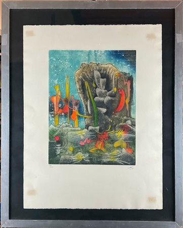 Roberto Matta "Ninphée" 1981
acquaforte e acquatinta a colori
(lastra cm 41,5x31