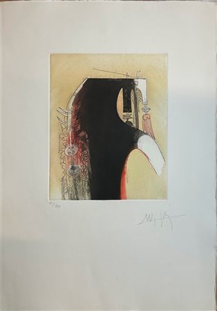 Wifredo Lam "Senza titolo" 
acquaforte e acquatinta a colori
(lastra cm 29,5x24,