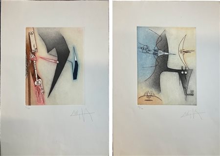 Wifredo Lam Due acqueforti e acquetinte a colori di diverso soggetto
fogli cm 62