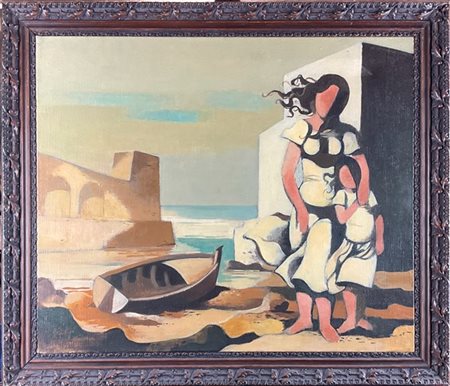 Manolo Ruiz Pipo "La famiglia del pescatore" 1989
olio su tela
cm 45x55
firmato