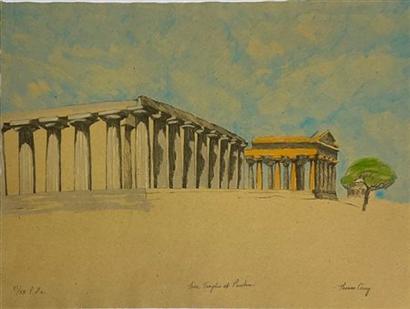 Thomas Corey "Three temples at Paestum" 1983
litografia a colori - prova d'artis