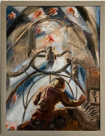 Mario Menin (Attr.) "Combattimento aereo" 
tempera su carta
cm 76x56,5
opera non