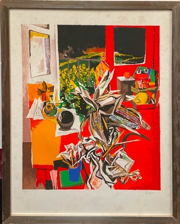 Renato Guttuso "Composizione" 1980
litografia a colori
cm 75x55
firmata e numera