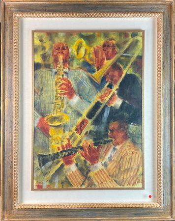 Remo Squillantini "Jazz Band" 
tecnica mista su carta
cm 68,5x48,5
firmato in ba