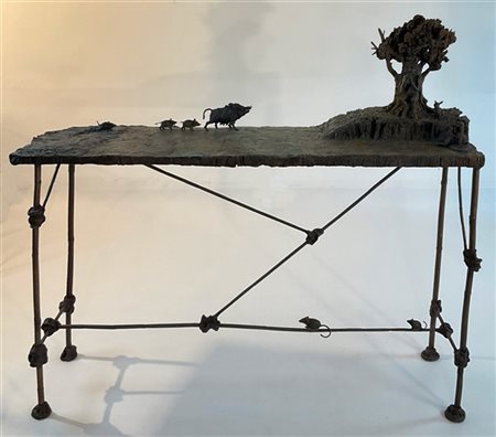 Frances Lansing "Faun Table (with boars)" 2012
tavolo in bronzo - pezzo unico
cm