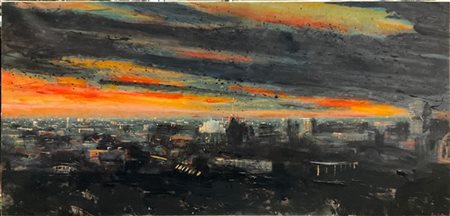 ALESSANDRO BUSCI "Milano" 2008
olio e smalto su carta intelata
cm 58x120 (difett