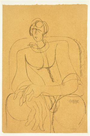 GIANBAR (Gianni Baretta) LA MADRE matita su cartoncino, cm 36,5x24,5 firma