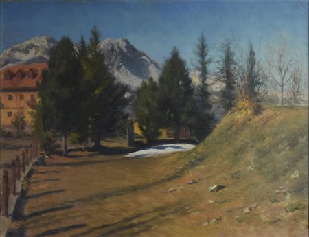 Anonimo PRIMAVERA IN MONTAGNA olio su tavola, cm 40x50