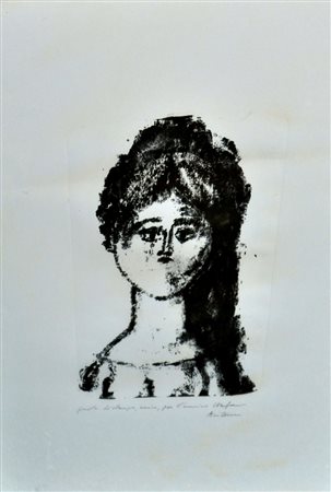 ANTONIO BUENO Bambina Litografia in b/n – es. Prova di stampa unica cm. 70x57...