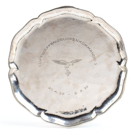 piccolo salver argento con iscrizione patriottica di carattere aviatorio...