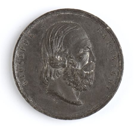 Medaglia raffigurante Giuseppe Garibaldi In lega di zinco argentato.