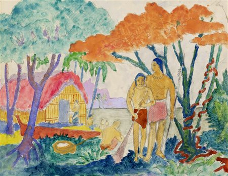 Thayaht [pseud. di Michahelles Ernesto] , Omaggio a Gauguin. Disegno recto/verso. 1925-30.