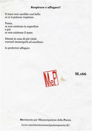 Movimento per l'Emancipazione della Poesia, Lotto composto di 2 poesie. 