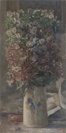 GIOVANNI BARBISAN (Treviso, 1914 - 1988) Vaso di fiori 1958 olio su tavola...