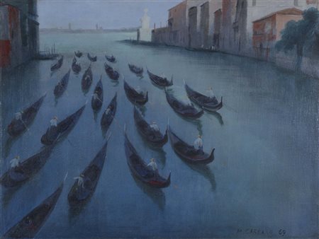 MARIO CARRARO (Mestre 1896 - 1978, - ) Ritorno dalla gita 1970 olio su tela...