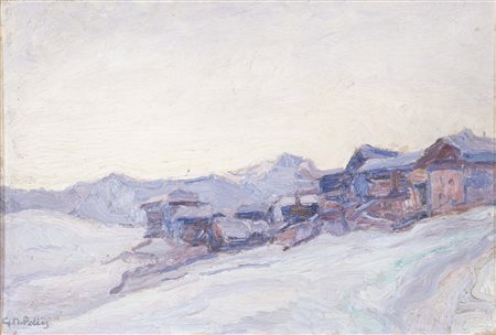 GIOVANNI NAPOLEONE PELLIS (Fagagna 1888 - Valbruna 1962, - ) Nevicata olio su...