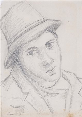 FIORENZO TOMEA (Zoppè di Cadore, 1910 - Milano, 1960) Ritratto disegno a...