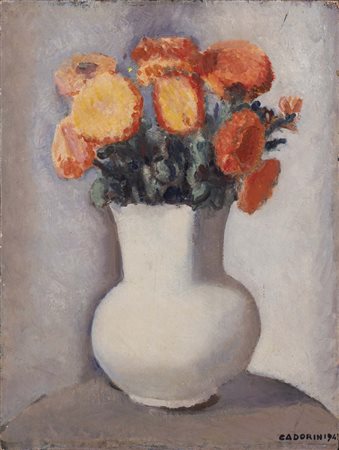 GUIDO CADORIN (Venezia, 1892 - 1977) Vaso di fiori 1943 olio su tavola cm....