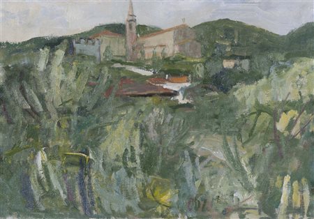 CARLO DALLA ZORZA (Venezia, 1903 - 1977) Teolo 1963 olio su tela riportata su...