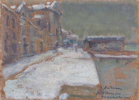 FIORAVANTE SEIBEZZI (Venezia, 1906 - 1975) Neve alle Zattere 1925 olio su...