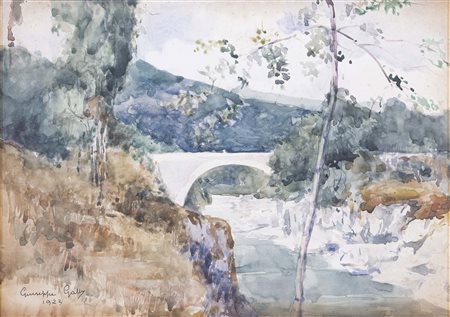 GIUSEPPE GALLI (Vercelli, 1866 - Milano, 1946) Ponte sulla Sesia a Scopello...